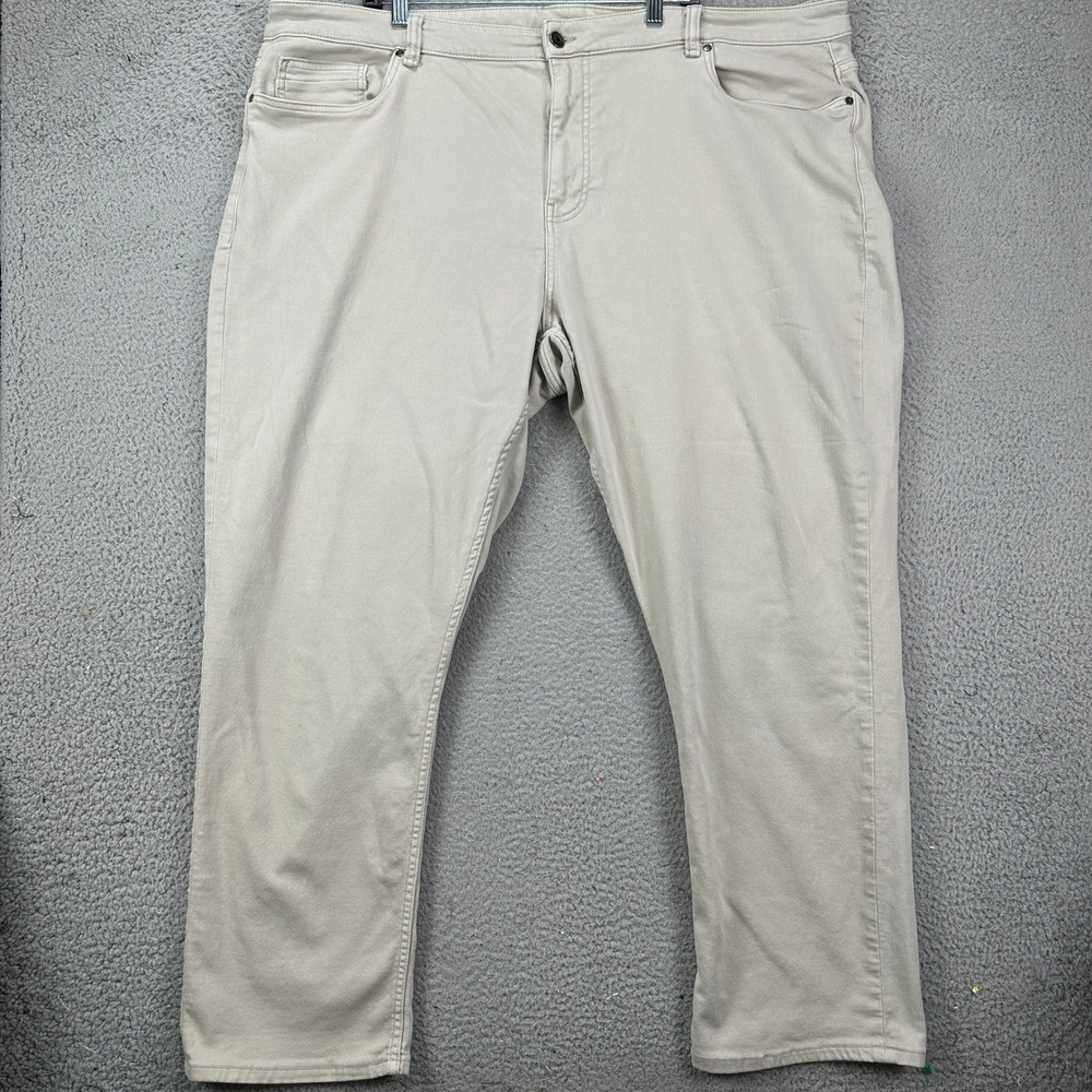 TPJ‎ Mens 46X32 Jeans Beige Athletic Fit Performance Stretch Tech 5 Pocket EUC